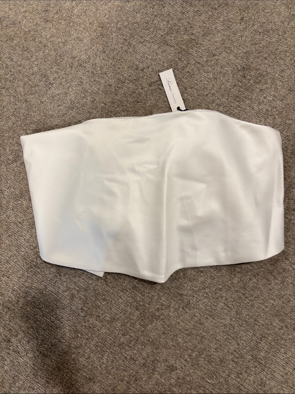 Lovers + Friends Ivory Satin Strapless Corset Bandeau top with built in bra